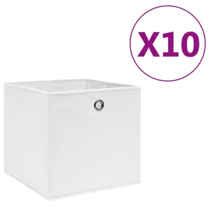 Storage Boxes 10 pcs Non-woven Fabric 28x28x28 cm White