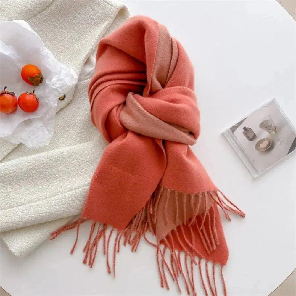 Two Tone Warm And Soft Wrapping Style Scarf