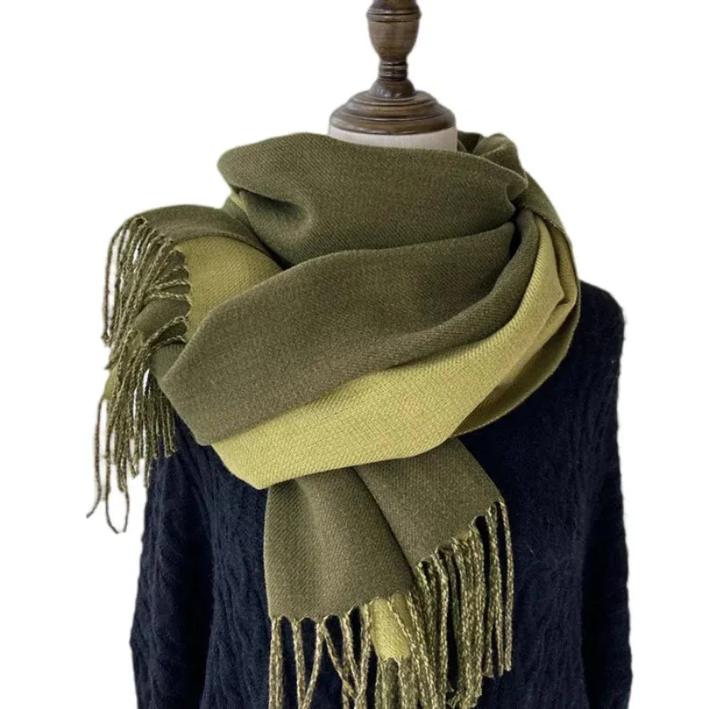 Two Tone Warm And Soft Wrapping Style Scarf