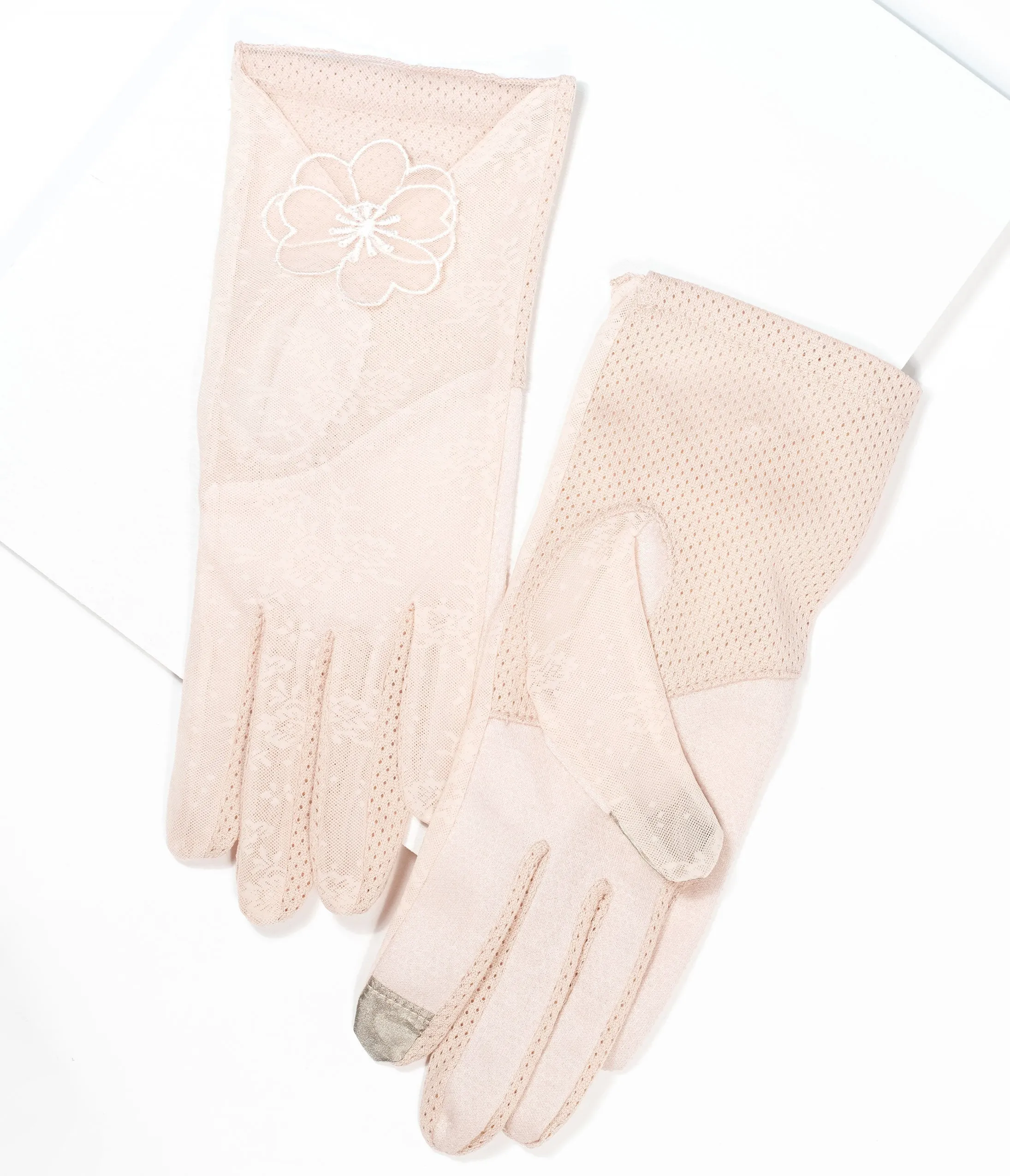 Unique Vintage Blush Pink Floral Accent Gloves