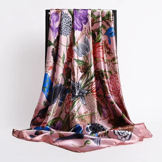 Vintage Style Silk Square Scarf