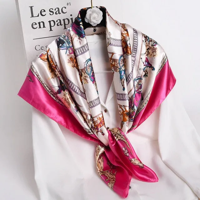 Vintage Style Silk Square Scarf