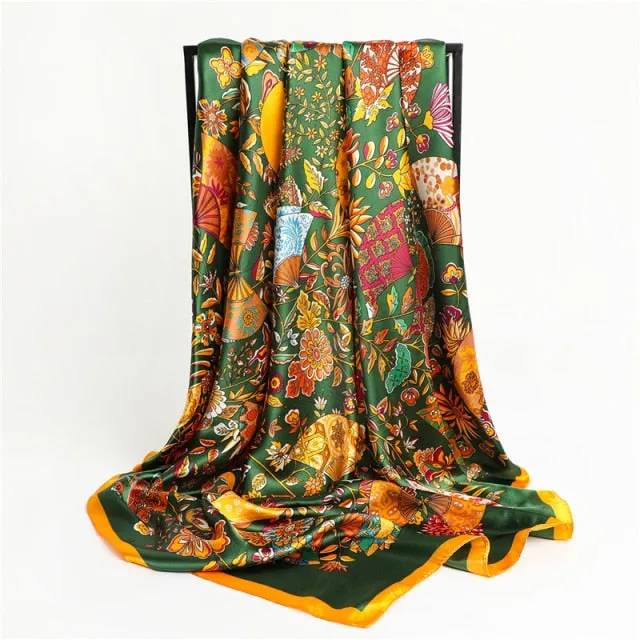 Vintage Style Silk Square Scarf