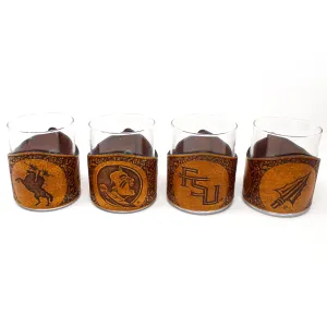 Whiskey Glass Leather Wrap - FSU Classic Rocks Glass Set