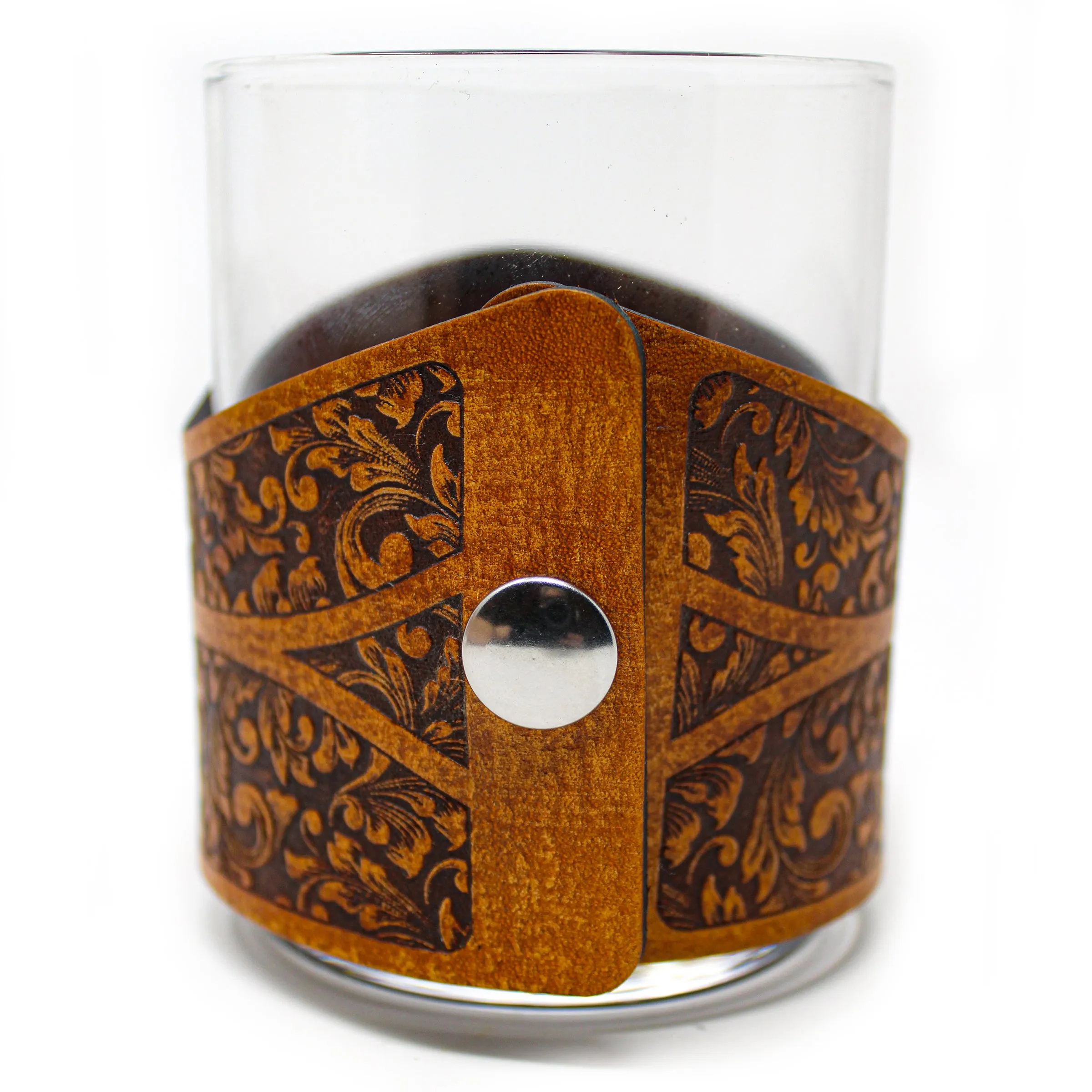 Whiskey Glass Leather Wrap - GAG Grouper Rocks Glass