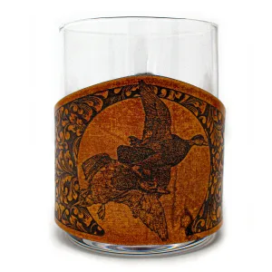 Whiskey Glass Leather Wrap - Mallards Bird Dog Rocks Glass